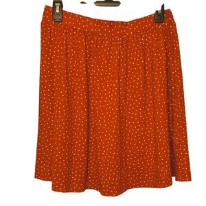 French Grey Orange Polka Dot Skirt Women’s Size Large Flowy A-Line